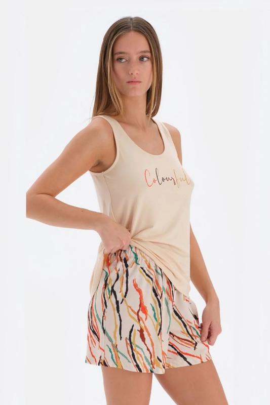 Eros 33562 Pamuklu Kalın Askılı Kadın Şortlu Pijama Takımı