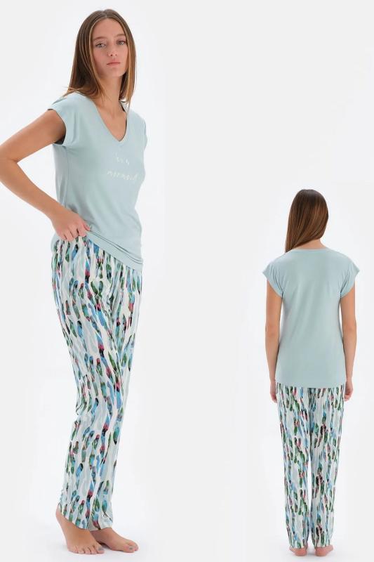 Eros 33580 Pamuklu Kısa Kollu V Yaka Kadın Pijama Takım