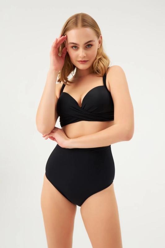 Eros Yüksek Kenar Tek Alt Bikini 820-Si̇yah