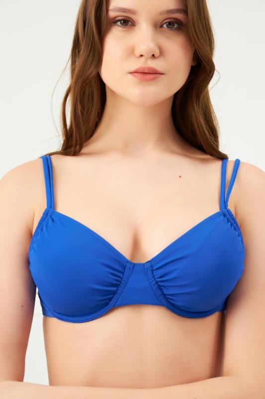 Eros Balenli Toparlayıcı Tek Üst Bikini 827-Saks