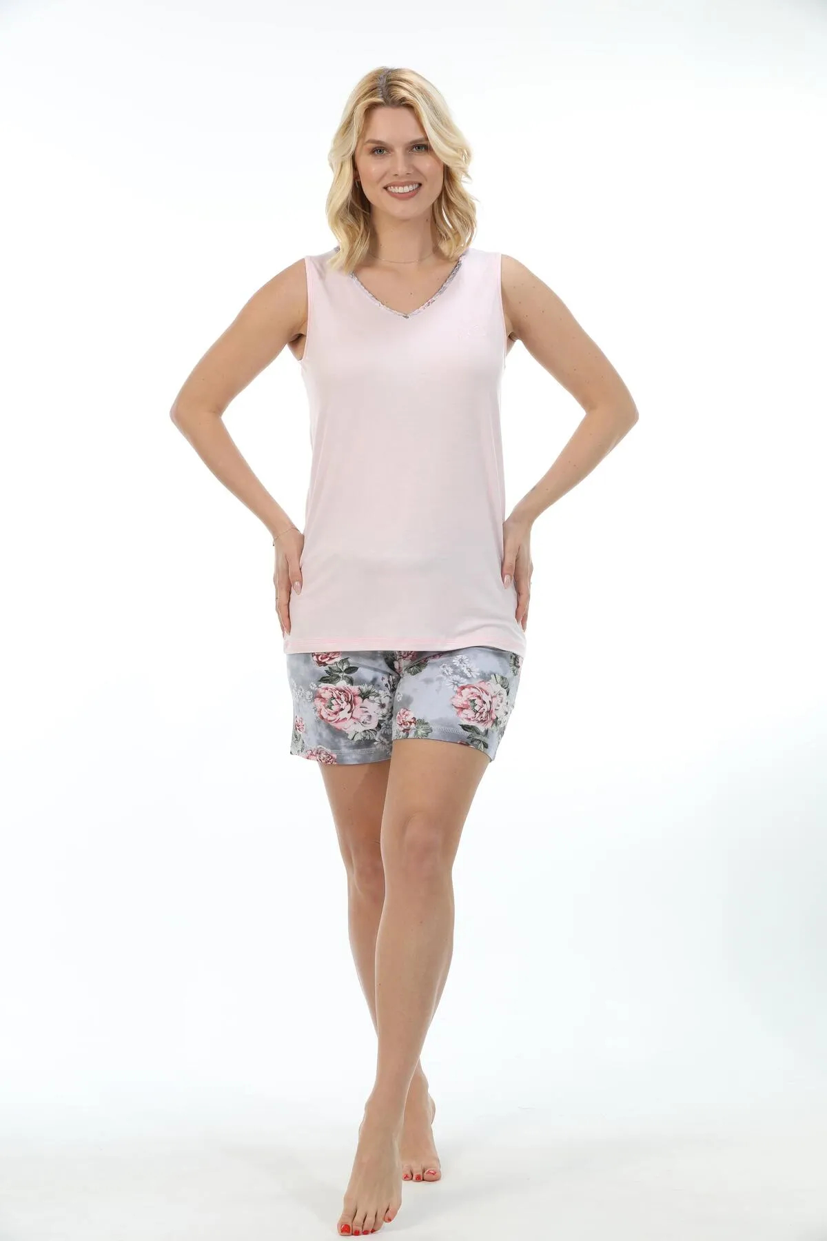 Etoile Kadın Battal Bambu Sıfır Kol Şort Takım Pijama 70059B