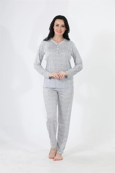 Etoile 73016 Kadın Bambu Pijama Takımı-Gri̇
