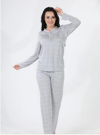 Etoile 73016 Kadın Bambu Pijama Takımı-Gri̇