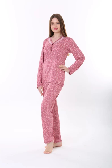 Etoile 73019 Kadın Uzun Kol  Bambu Pijama Takım-Pembe