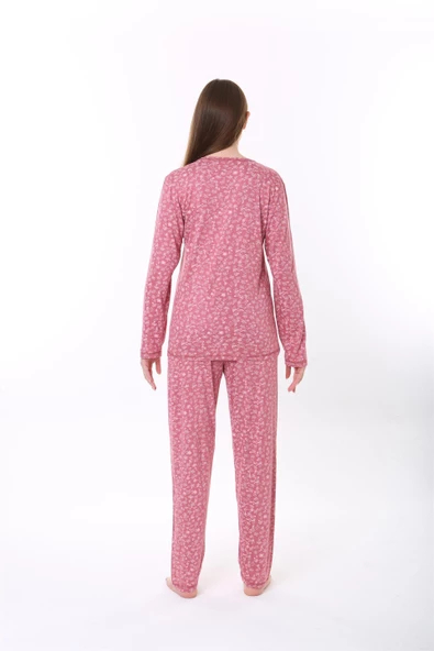 Etoile 73019 Kadın Uzun Kol  Bambu Pijama Takım-Pembe