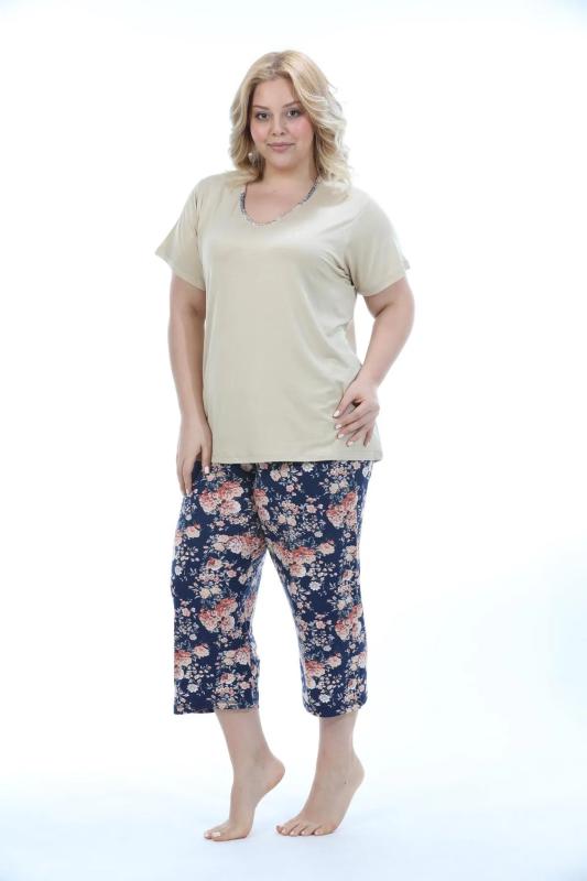 Etoile Büyük Beden Bambu Kadın Kapri Takım Pijama 74005B