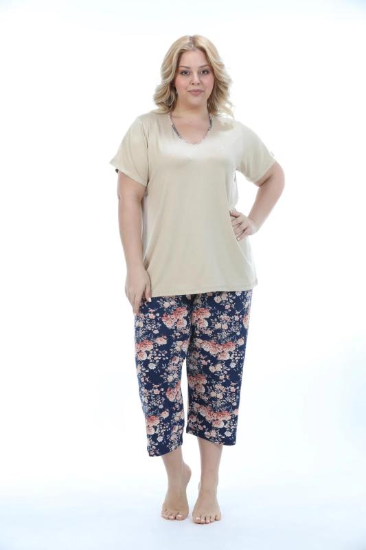 Etoile Büyük Beden Bambu Kadın Kapri Takım Pijama 74005B