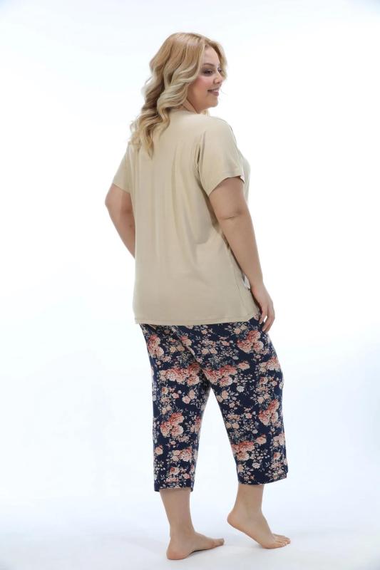 Etoile Büyük Beden Bambu Kadın Kapri Takım Pijama 74005B
