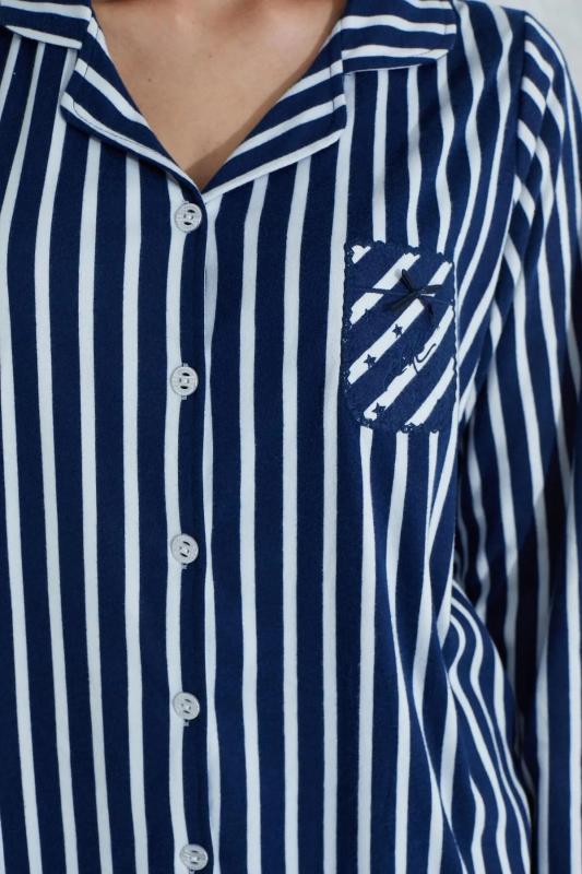 Etoile Ekstra yumuşak Kumaş Uzun Kol Pijama Takımı 98221-Lacivert