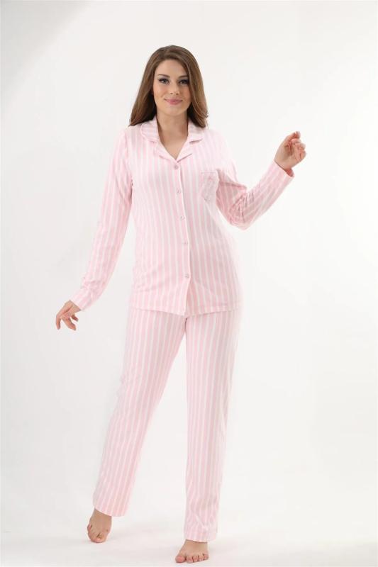 Etoile Ekstra yumuşak Kumaş Uzun Kol Pijama Takımı 98222-Pembe