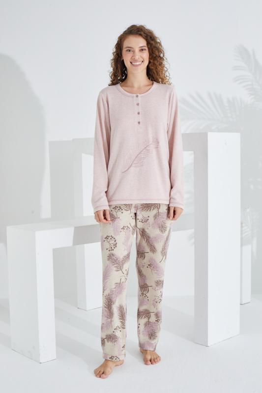 Etol 98409 Pamuklu Battal Uzun Kollu Kadın Pijama Takımı