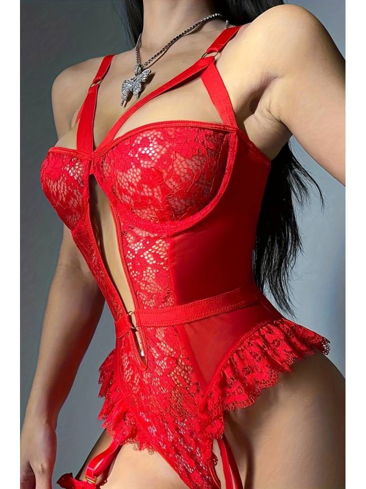 For Dreams 8450 Bacak Bantlı Fantezi Büstiyer Takım
