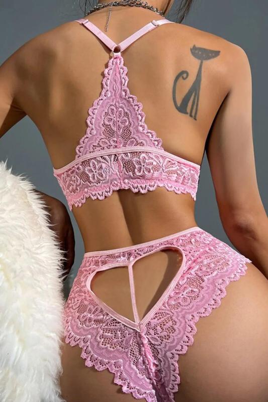 For Dreams 8455 Dantel Bralet Sütyen Takım-Pembe