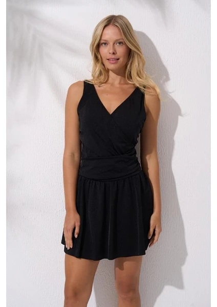 Pierre Cardin 241129 Kruvaze Formlu Şortlu Elbise Mayo-Si̇yah