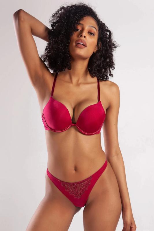 GOLSHAN GARLAND HEAVY PUSH UP BRA-Fuşya