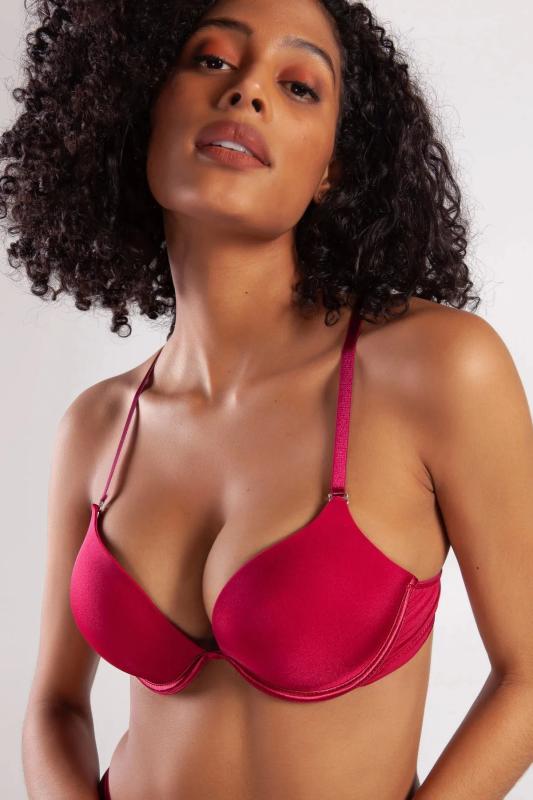 GOLSHAN GARLAND HEAVY PUSH UP BRA-Fuşya