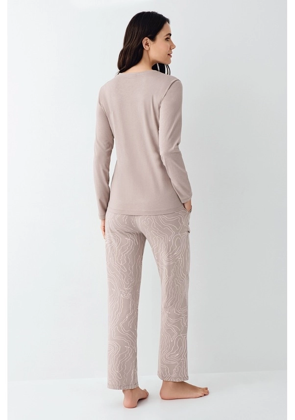 Pierre Cardin 9097 Modal Uzun Kol Kadın Pijama Takımı V1 Vizon