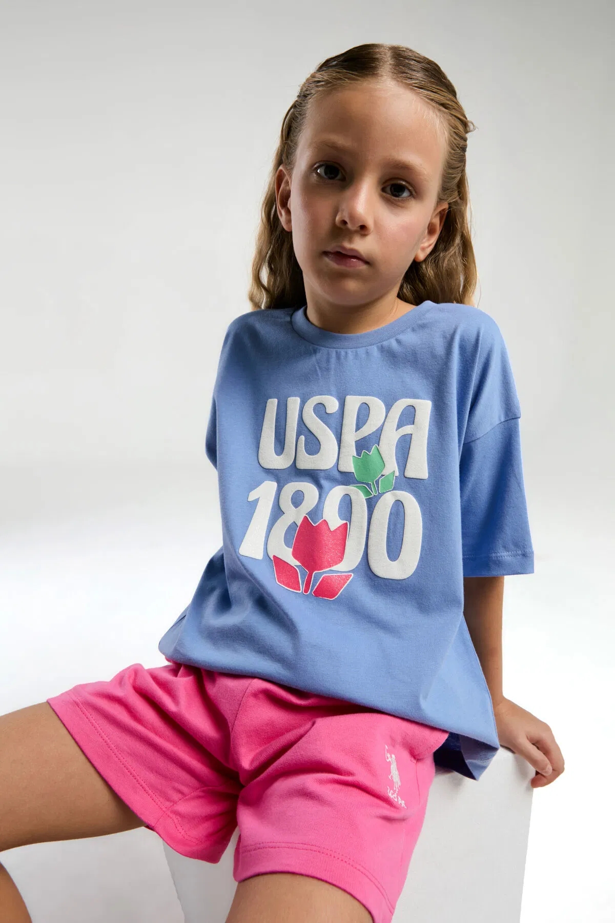 US2096 Kız Çocuk Şortlu Takım