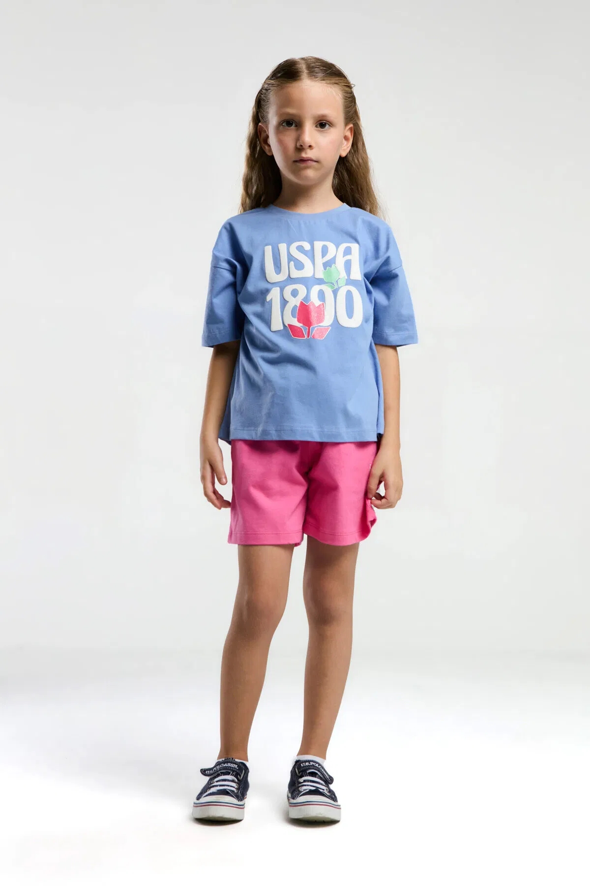 US2096 Kız Çocuk Şortlu Takım