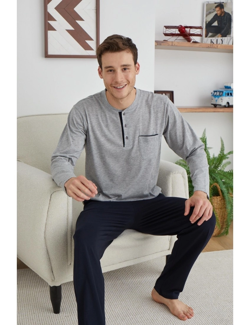 Kly Midi Yaka Battal Erkek Pijama Takımı 9111