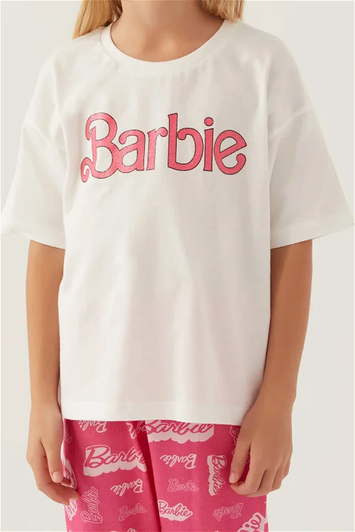 Barbie 1704 Pamuklu Anne Kız Kısa Kollu Kız Çocuk Pijama Takımı