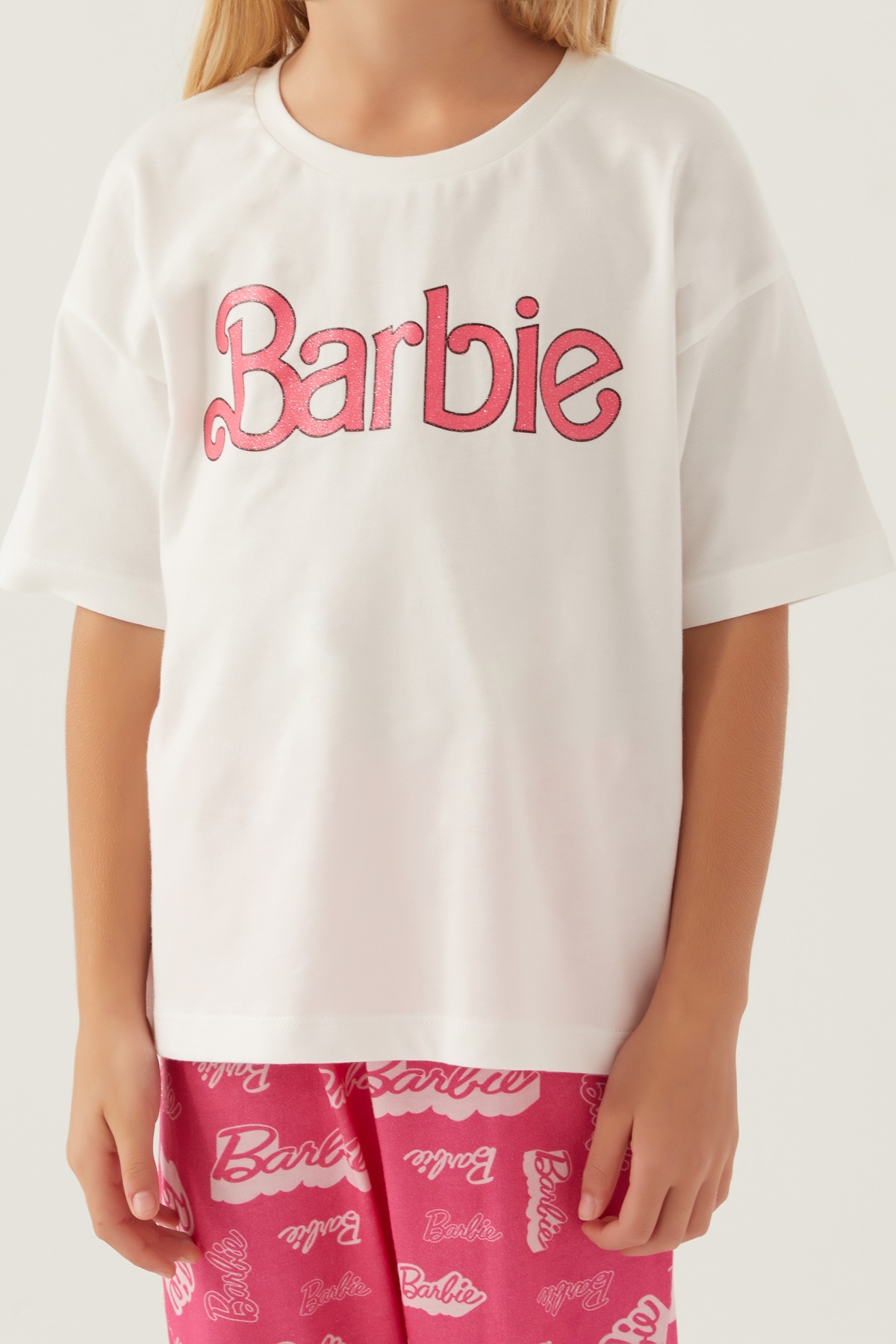 Barbie 1704 Pamuklu Anne Kız Kısa Kollu Kız Çocuk Pijama Takımı