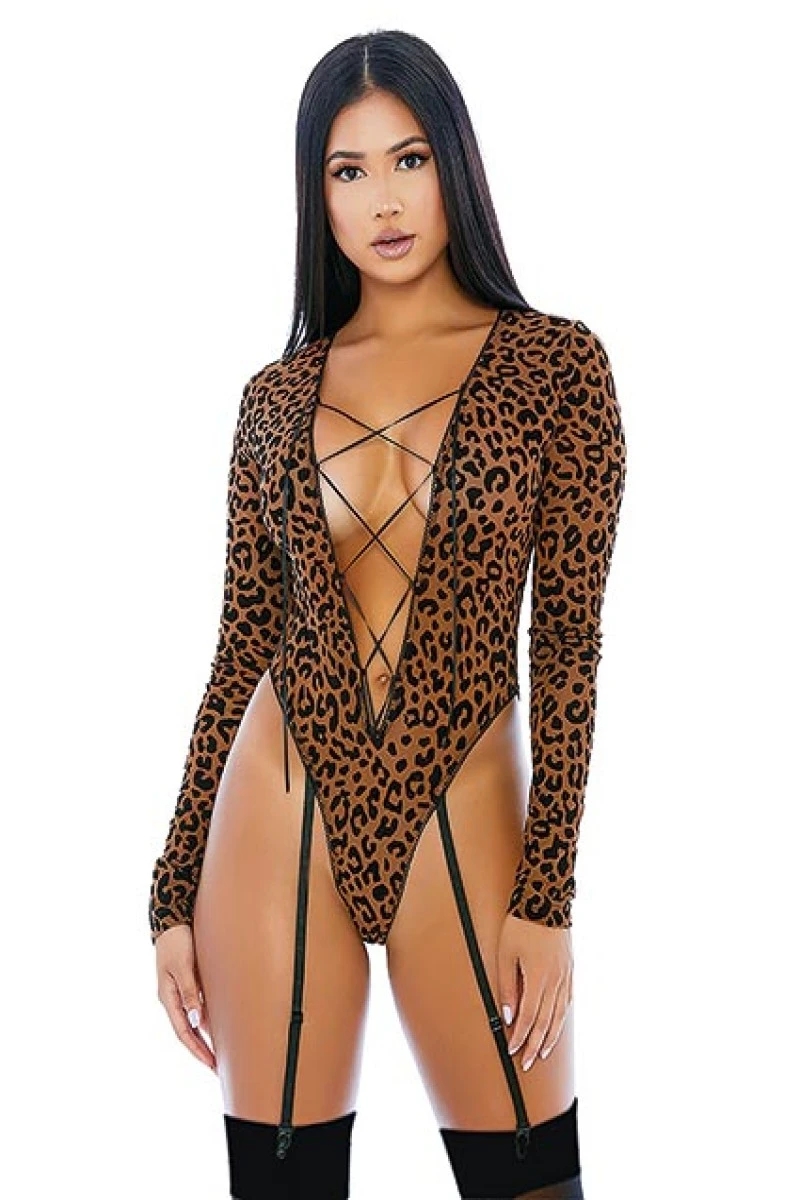 For Dreams 8292 Fantezi  Leopar Body Jartiyer