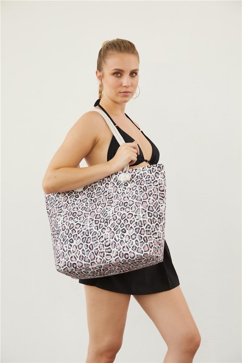 Louren 7701 Uzun Saplı Plaj Cantası-Leopar