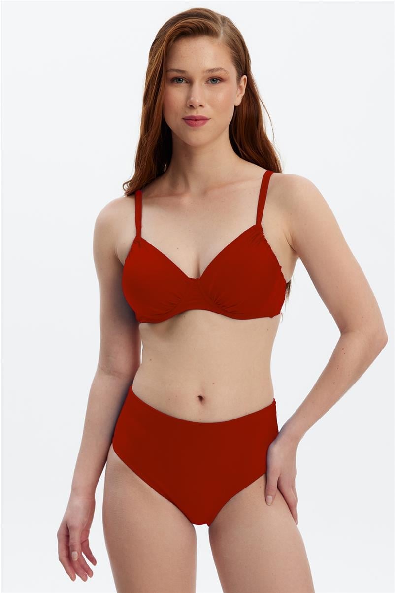 Louren 8508 Yüksek Bel Bikini Alt-Kırmızı