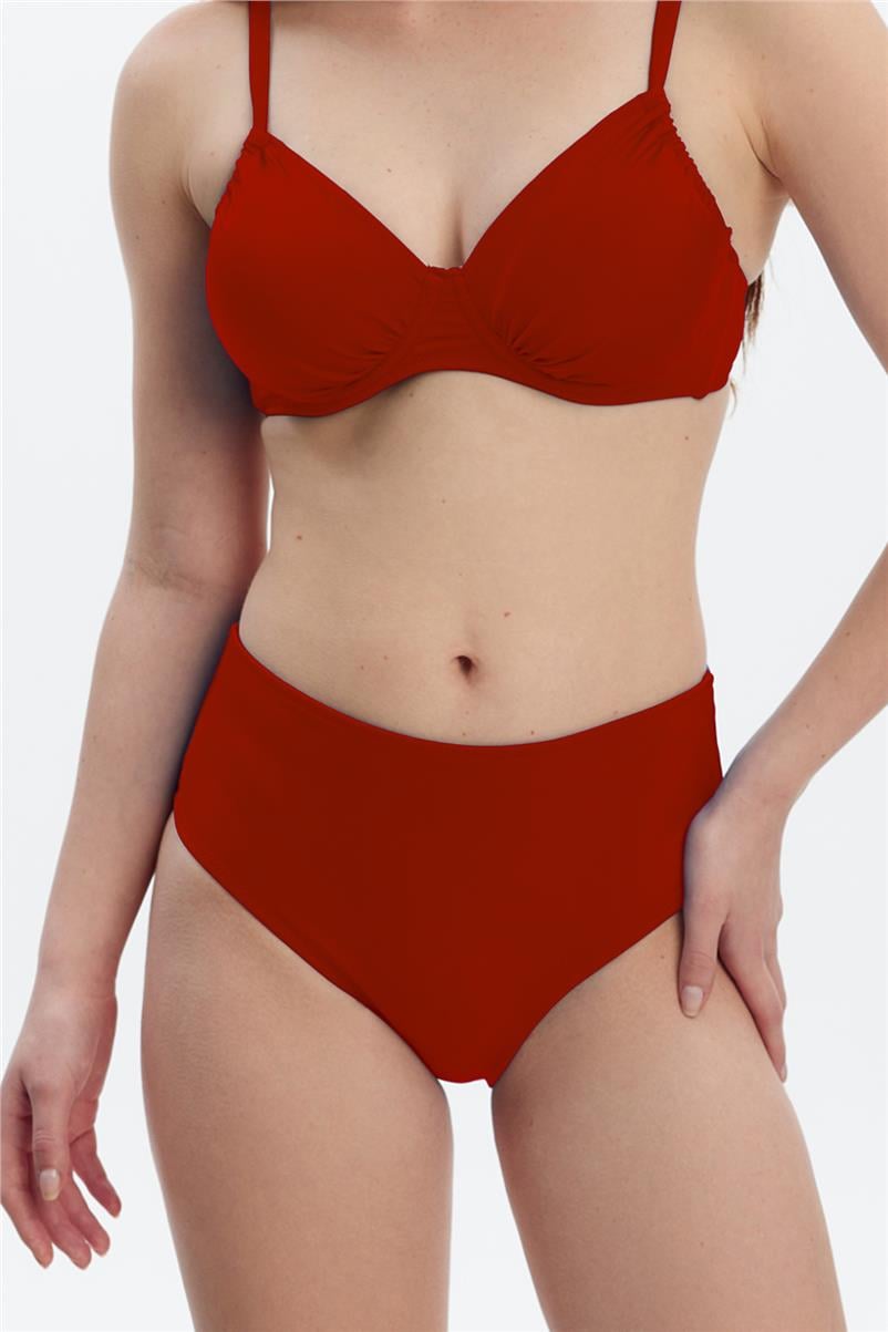Louren 8508 Yüksek Bel Bikini Alt-Kırmızı