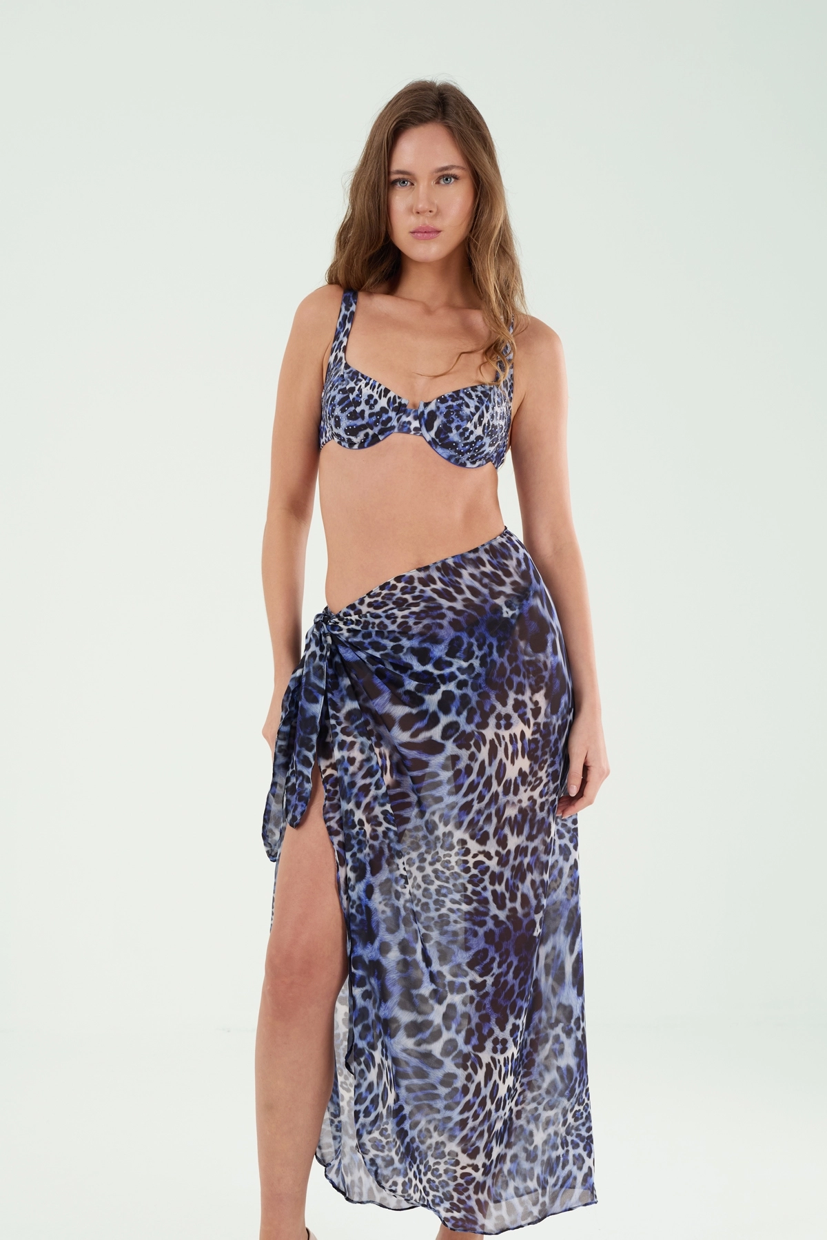 P25014 BAĞLAMALI LEOPAR ETEK-Mavi