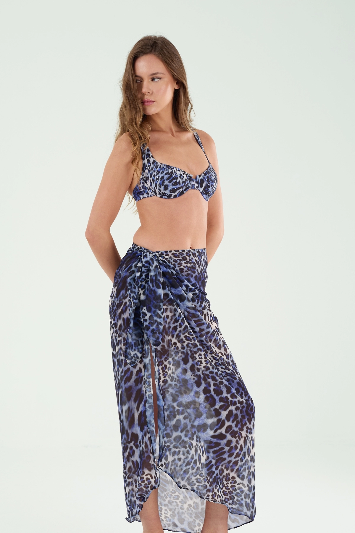 P25014 BAĞLAMALI LEOPAR ETEK-Mavi