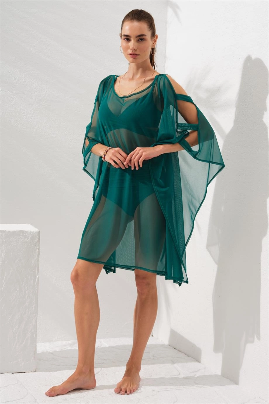 Pierre Cardin Kolu Bant Detaylı Tunik Pareo-Yesil