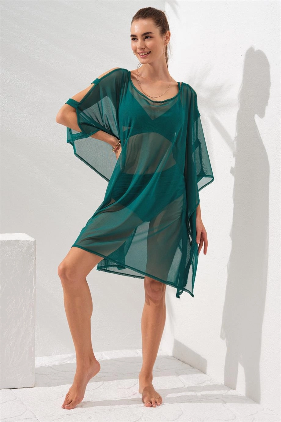 Pierre Cardin Kolu Bant Detaylı Tunik Pareo-Yesil