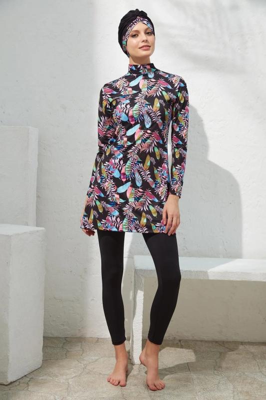 Pierre Cardin 221908 Uzunkol Desenli Tam Tesettür Mayo