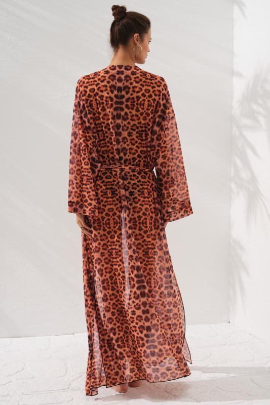 Pierre Cardin Belden Bağlamalı Uzun Kimono  231812-D-Leopar