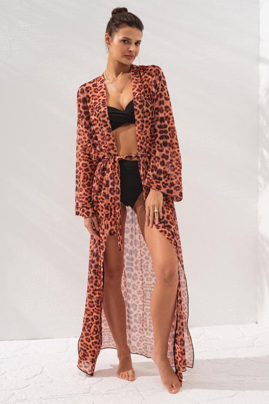Pierre Cardin Belden Bağlamalı Uzun Kimono  231812-D-Leopar