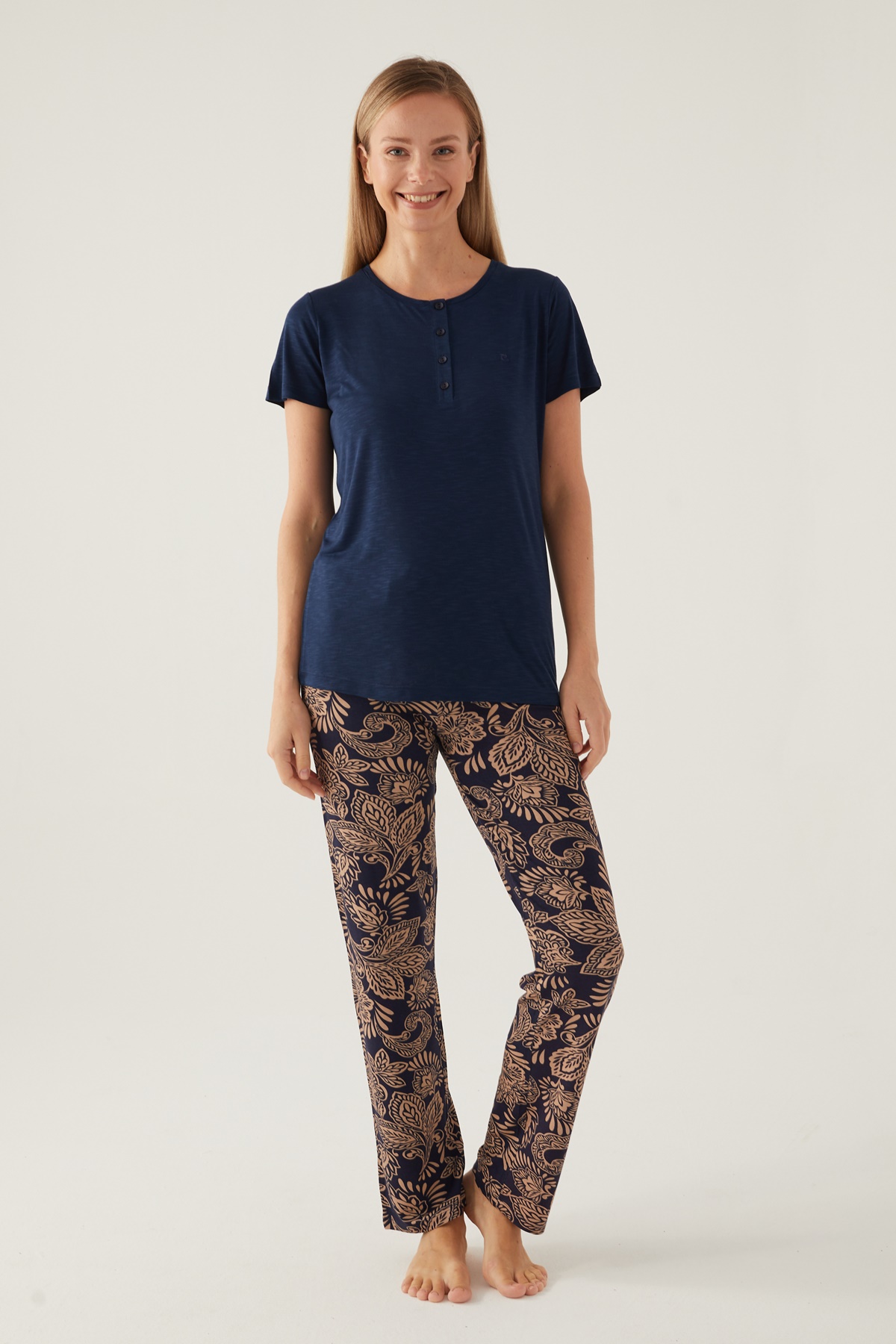 Pierre Cardin 8796 Kısa Kollu Patlı Kadın Pijama Takımı
