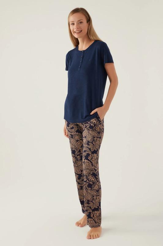 Pierre Cardin 8796 Kısa Kollu Battal Kadın Pijama Takımı