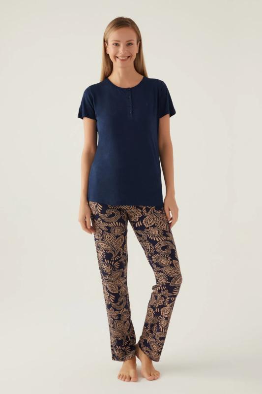 Pierre Cardin 8796 Kısa Kollu Battal Kadın Pijama Takımı