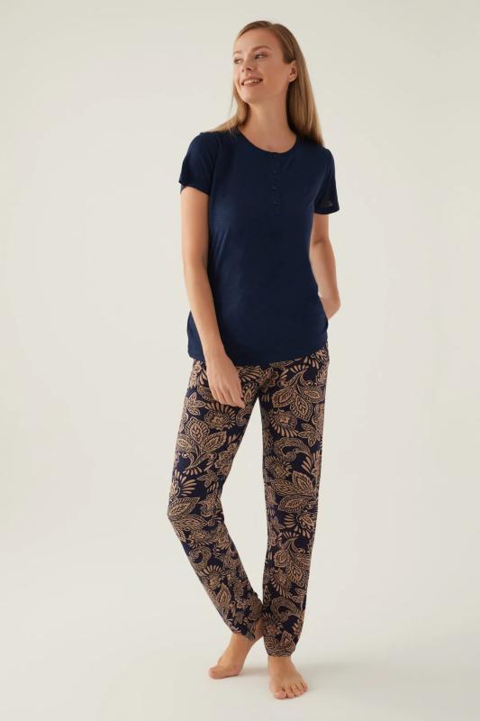 Pierre Cardin 8796 Kısa Kollu Battal Kadın Pijama Takımı