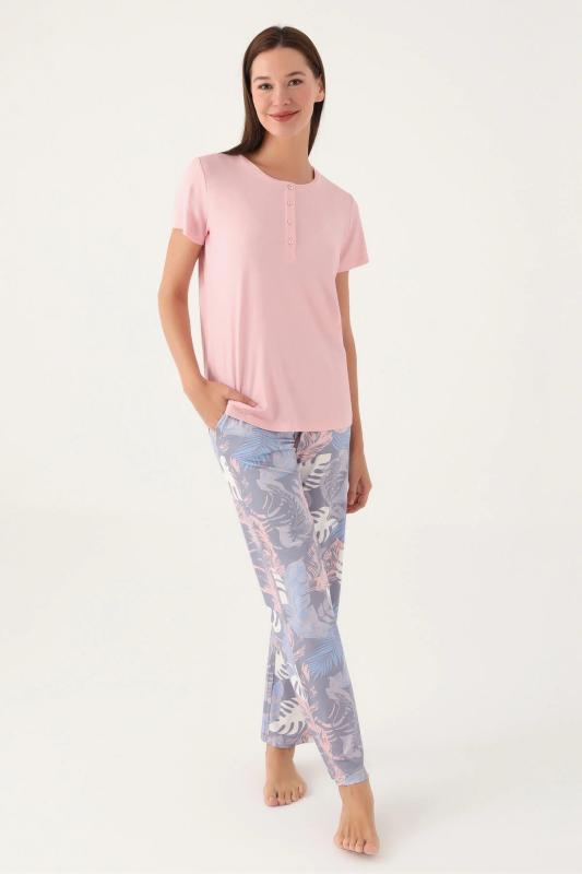 Pierre Cardin 8801 Kısa Kollu Patlı Battal Kadın Pijama Takımı