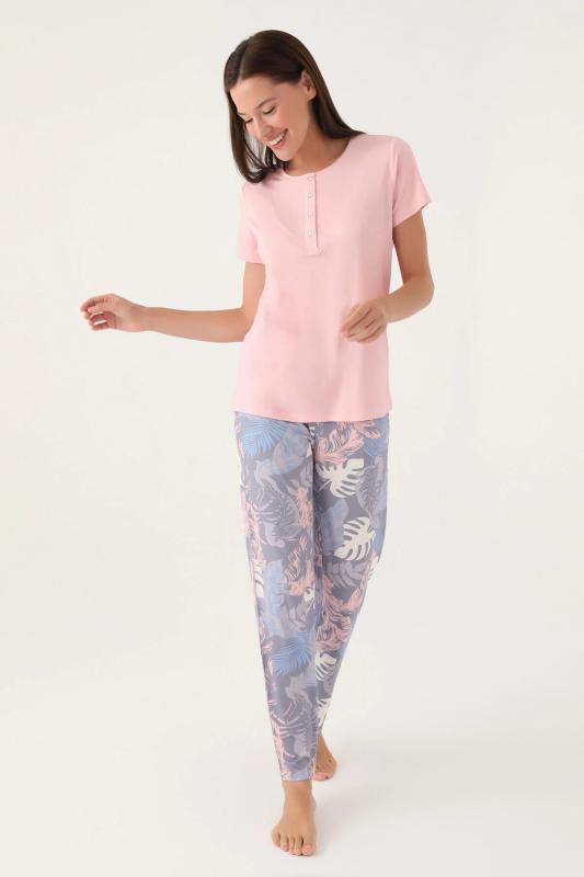 Pierre Cardin 8801 Kısa Kollu Patlı Battal Kadın Pijama Takımı