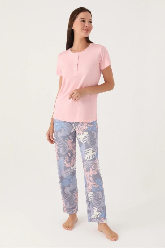 Pierre Cardin 8801 Kısa Kollu Patlı Battal Kadın Pijama Takımı