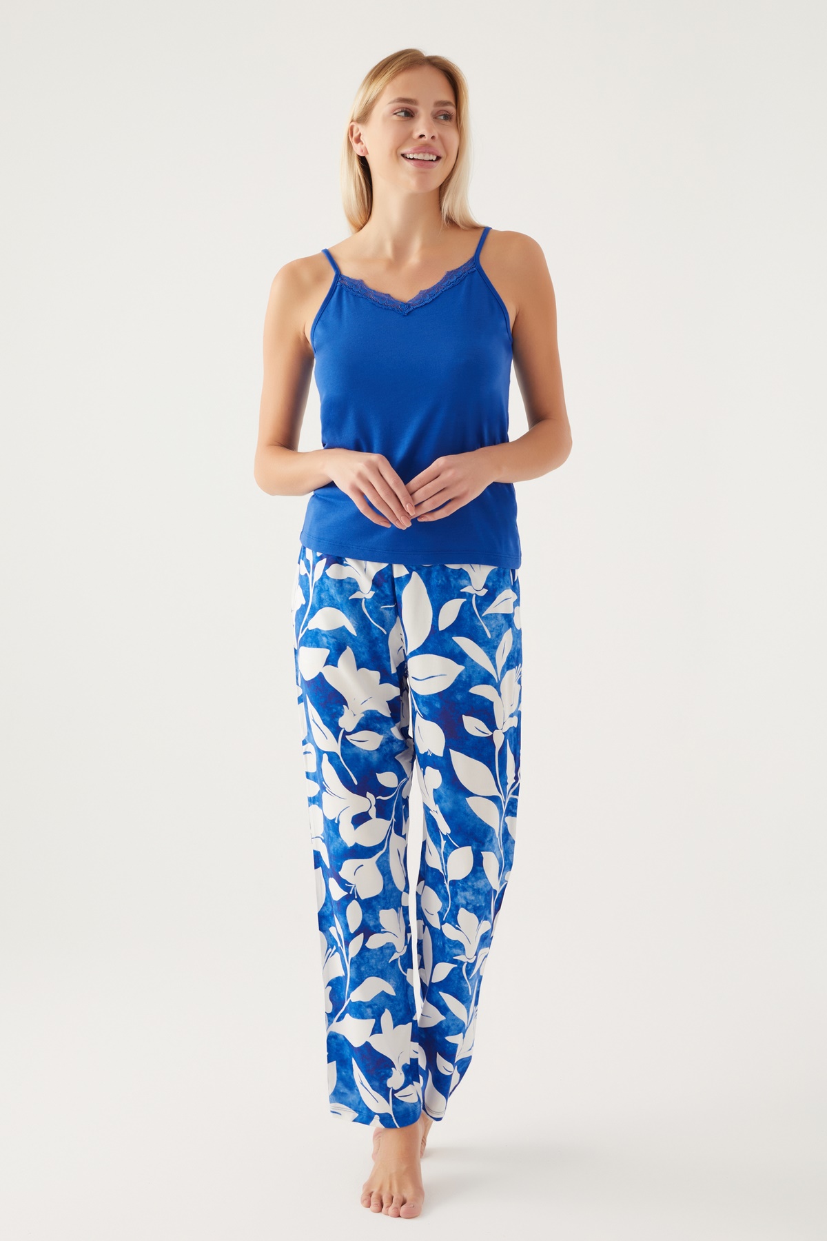 Pierre Cardin 8835 Saks Pamuklu Kadın Sabahlıklı Pijama Takımı