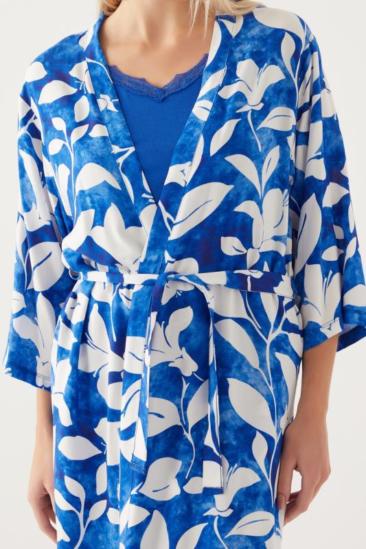 Pierre Cardin 8835 Saks Pamuklu Kadın Sabahlıklı Pijama Takımı