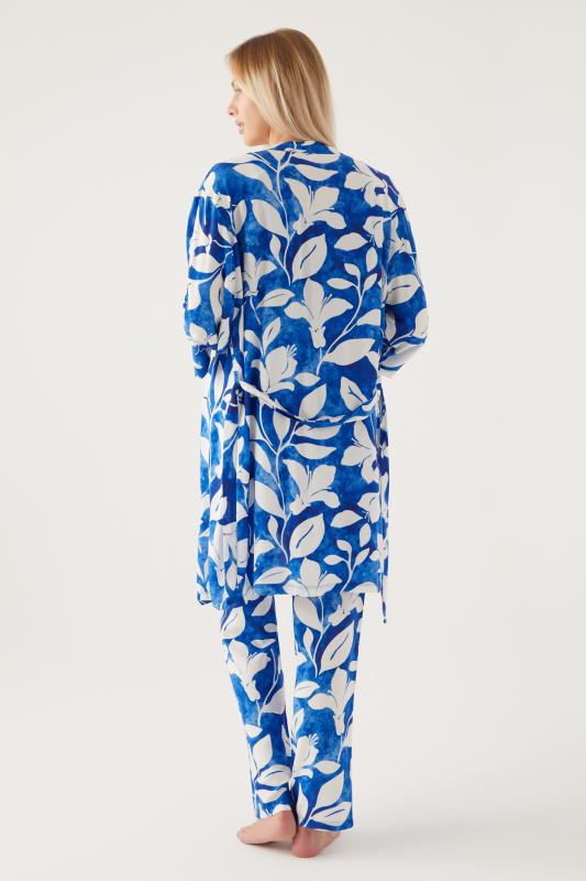 Pierre Cardin 8835 Saks Pamuklu Kadın Sabahlıklı Pijama Takımı