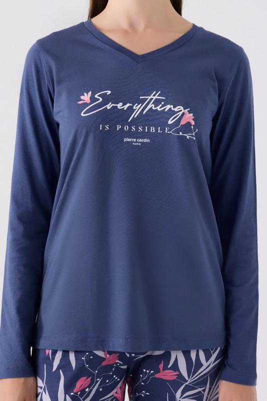 Pierre Cardin 8902 Pamuklu Uzun Kollu Kadın Pijama Takımı