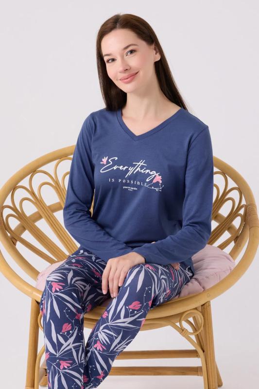 Pierre Cardin 8902 Pamuklu Uzun Kollu Kadın Pijama Takımı