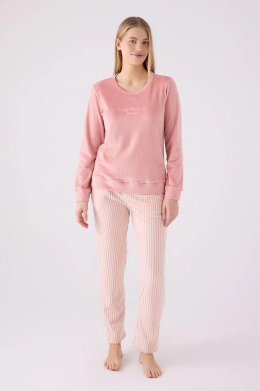 Pierre Cardin 8916 Kadife Uzun Kollu Kadın Pijama Takımı